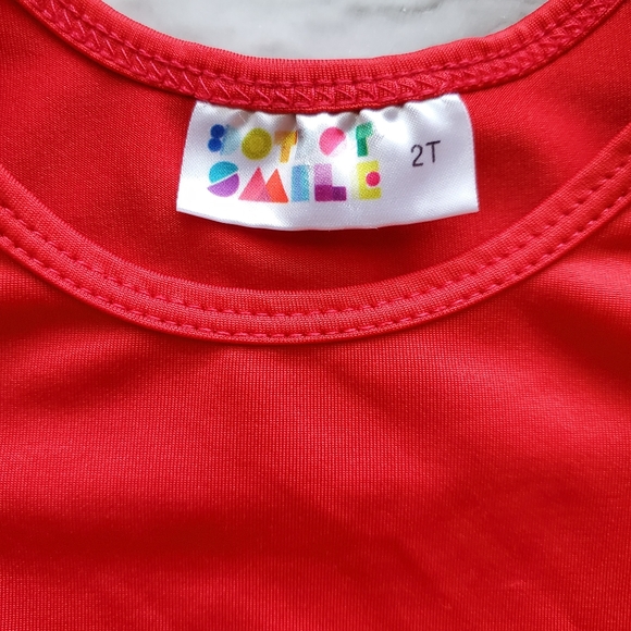 Girl's Dot Dot Smile Red Dress Size 2T - Picture 4 of 4